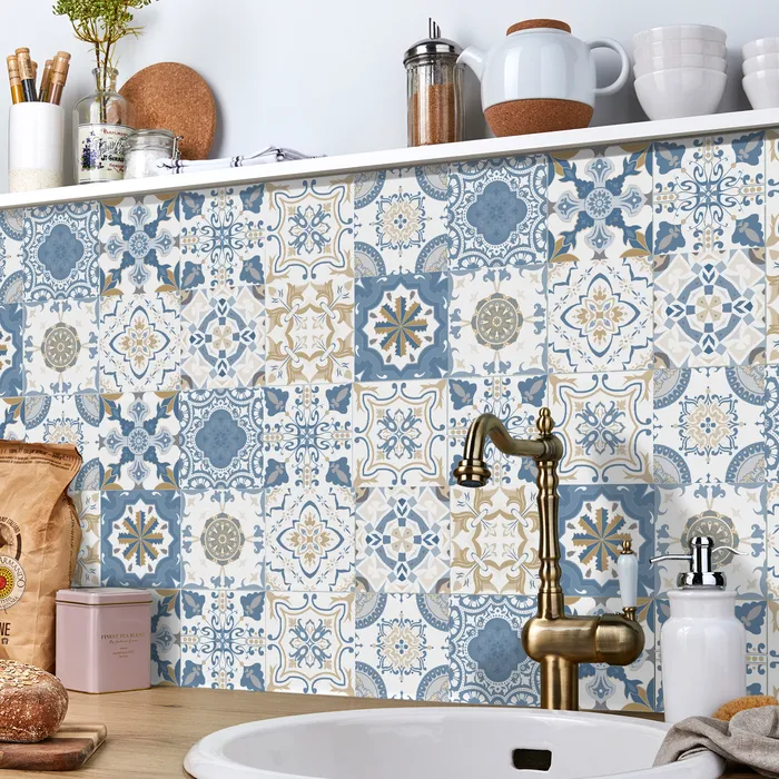 10 Pegatinas Azulejos Estilo Marroquí 20x20 Cm – Autoadhesivas, Impermeables, Para Cocina O Baño