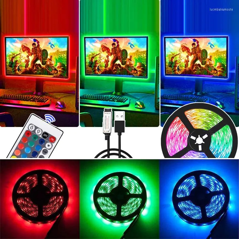 Strips Led Light Strip SMD DC5V RGB Lamp Tape TV/PC Backlight With Remote Flexible Diode For Room Wall Bedroom Docer