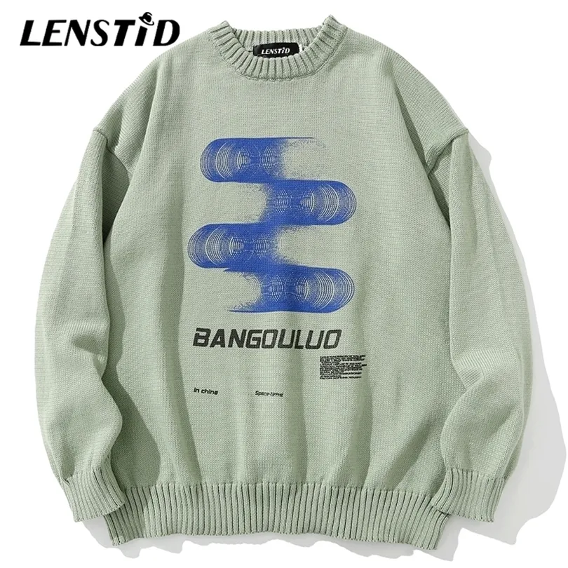 Hommes Chandails LENSTID Hommes Hip Hop Tricoté Pull Chandails Motif Créatif Imprimer Streetwear Harajuku Automne Hipster Casual Tricots Pulls 221008