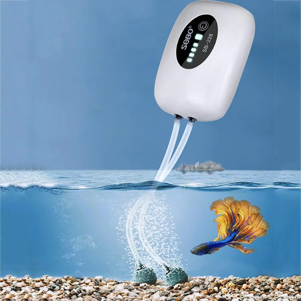 Luftpumpar tillbeh￶r Aquarium Auerator Oxygen Air Pump Compressor Fish Tank USB RECHARGABLE Ultra Silent Mute Water Pump f￶r utomhusfisketr￤dg￥rd 2201007