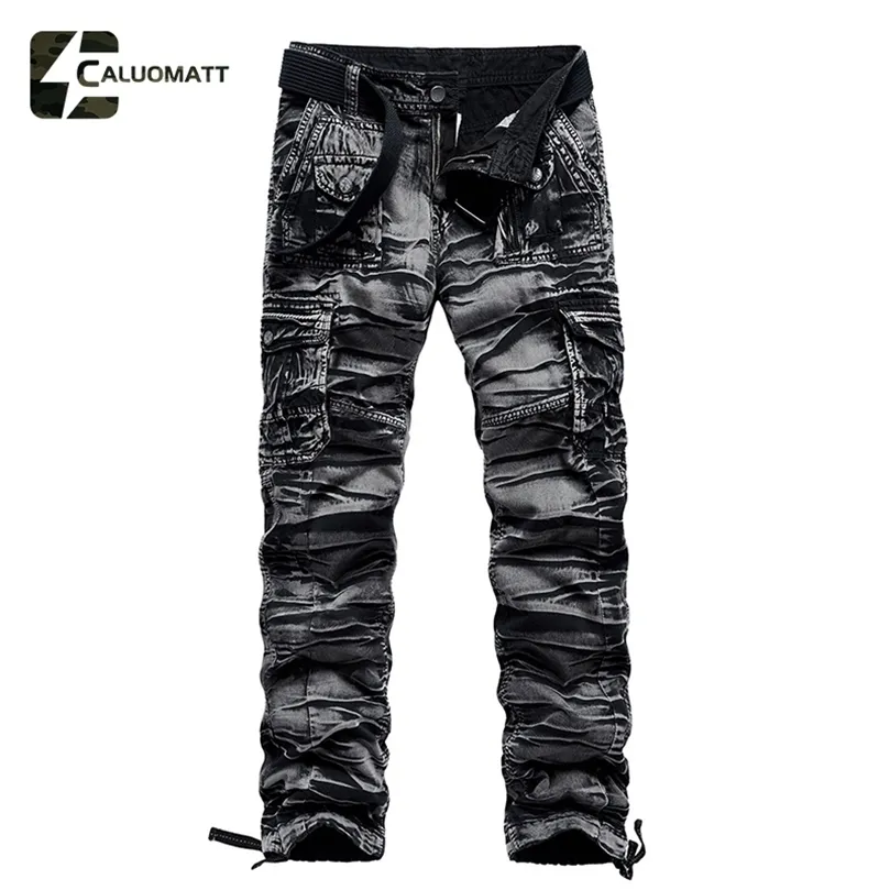 Męskie spodnie jesienne na zewnątrz taktyczne ładunki wojskowe Mężczyznowe spodnie swobodne multipocket spodnie duże rozmiar odporne