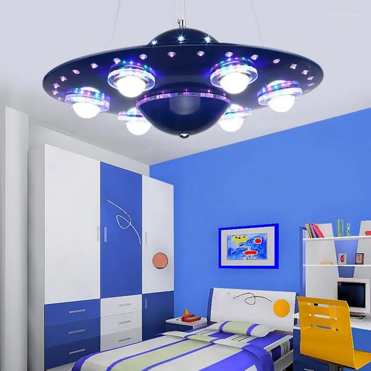 Pendelleuchten Kinderlampe Schlafzimmer Jungen- und Mädchenzimmer Kreative Alien Fliegende Untertasse Kronleuchter Dekoration Cartoon