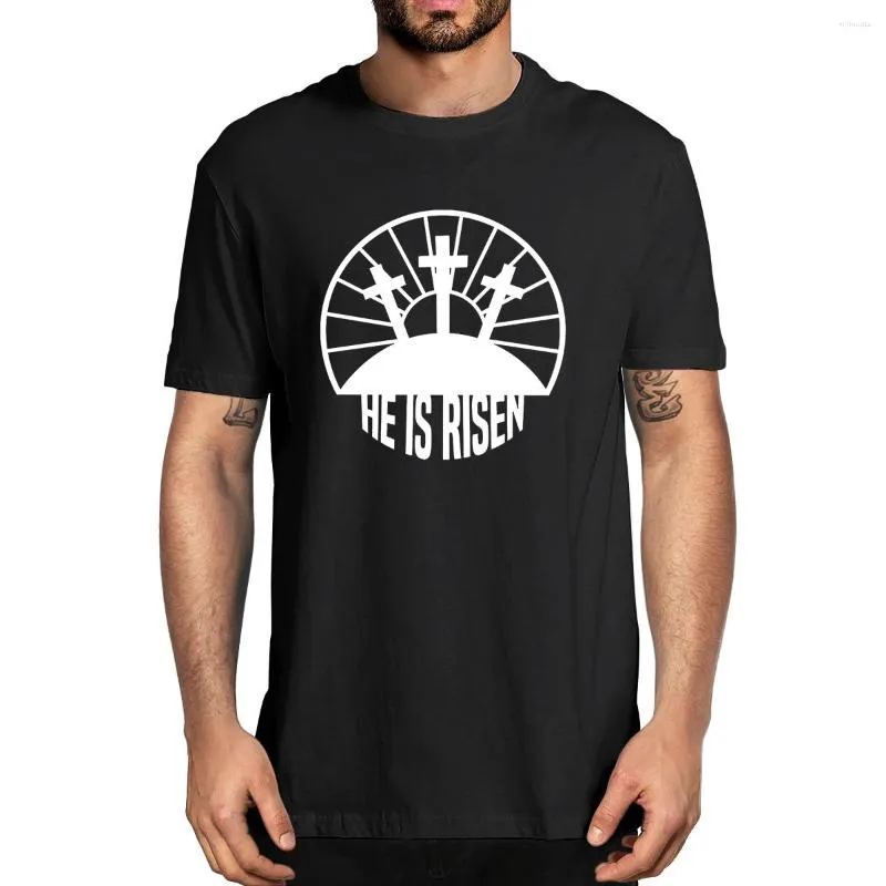 Herren T-Shirts Baumwolle Er ist auferstanden christlicher Jesus Ostern religiöser Sommer-Neuheit T-Shirt Frauen lässig Streetwear weiche T-Shfe