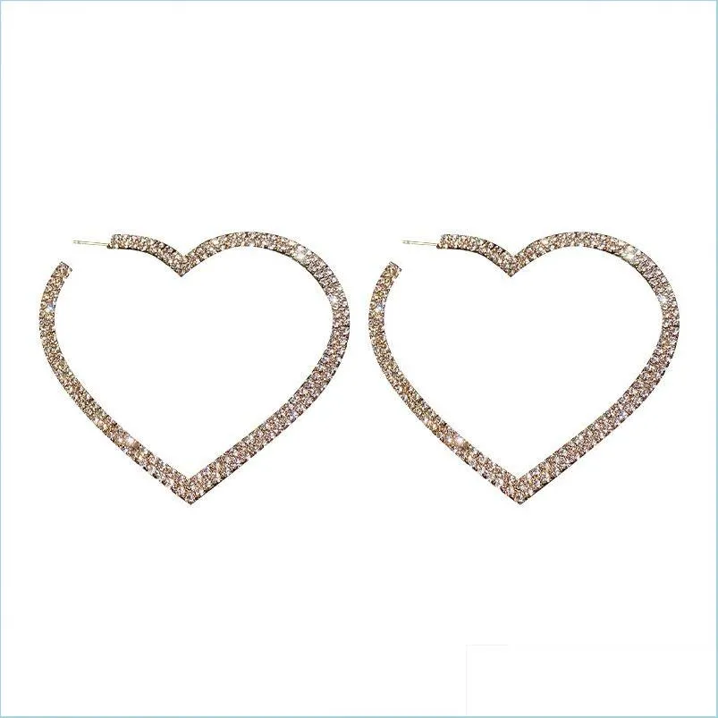 Stud Fashion Big Heart Crystal Hoop Stud -oorbellen voor vrouwelijke geometrische steentjes statement Earring sieraden geschenken 155 d3 drop levering dhrjf
