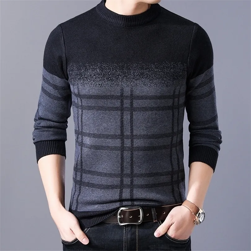 Mens truien trui winter herfst ronde nek longsleeveved gewoon stretch pullover zaailingen geschikt voor modieuze mannen groot 221008