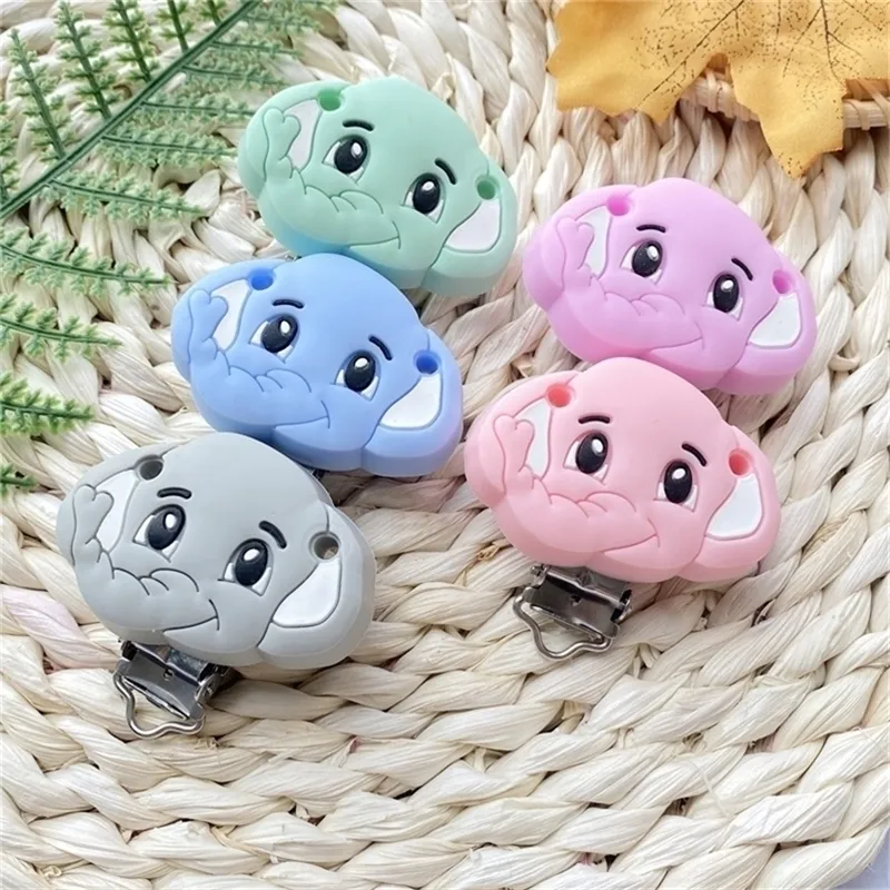 Jouets de dentition pour bébé 10 pièces porte-sucette sucette éléphant forme infantile Animal dentition perles clips factices 221007