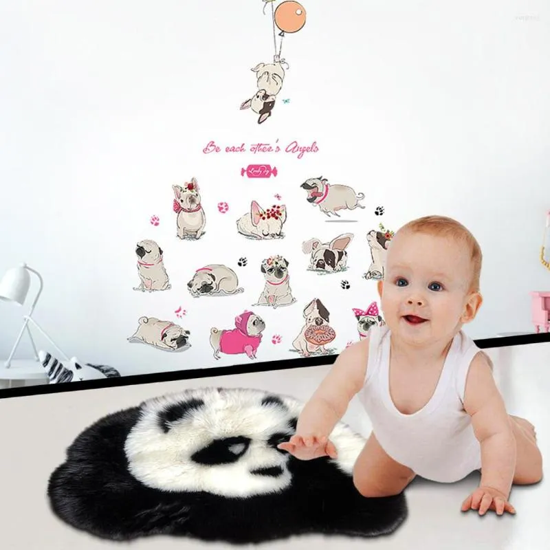 Tapis poilu panda enfants tapis peluche tapis pour salon chambre à coucher à la main plaine moelleux tapis faux bébé jouer 2022