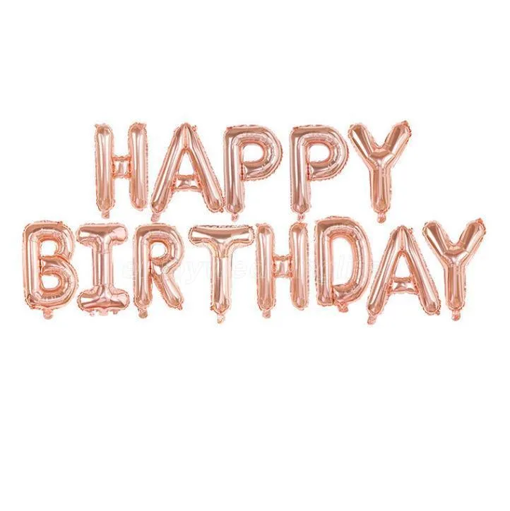 Balões de alumínio de feliz aniversário, letras de 16 polegadas, decorações coloridas de festas RRE14775