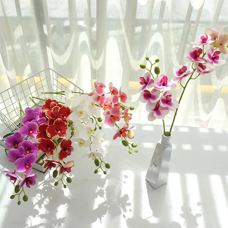 Dekorativa blommor konstgjord fjäril orkidé phalaenopsis falsk blomma för diy fest festival bukett bröllop hem el dekoration