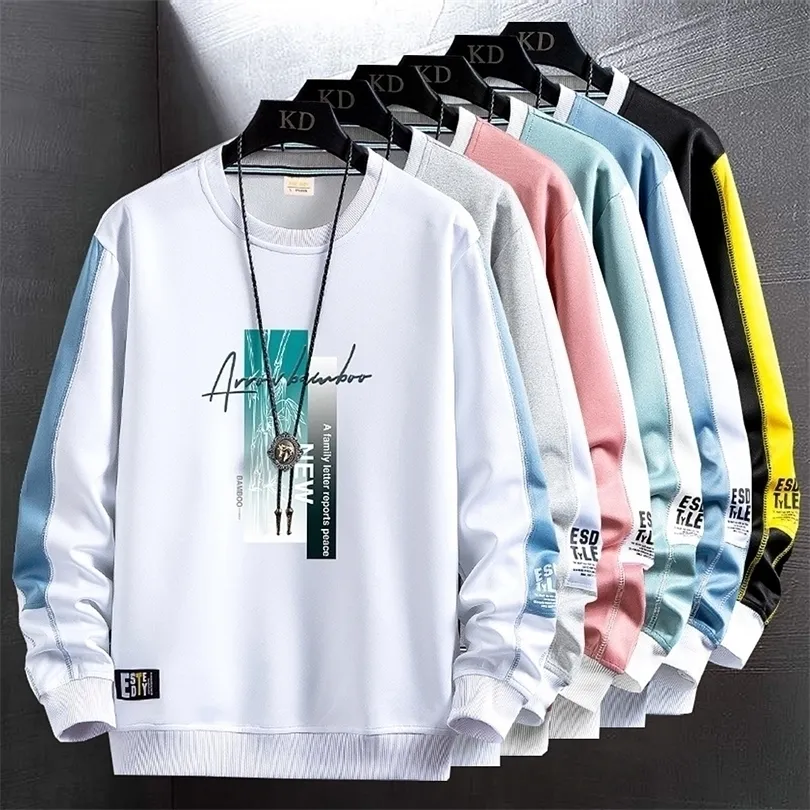 Mens Hoodies Sweatshirts Sweatshirt for No Hood Spring and Autumn Hip Hop Oneck Casual Streetwear Clothes Outer Pullover Tops 221007