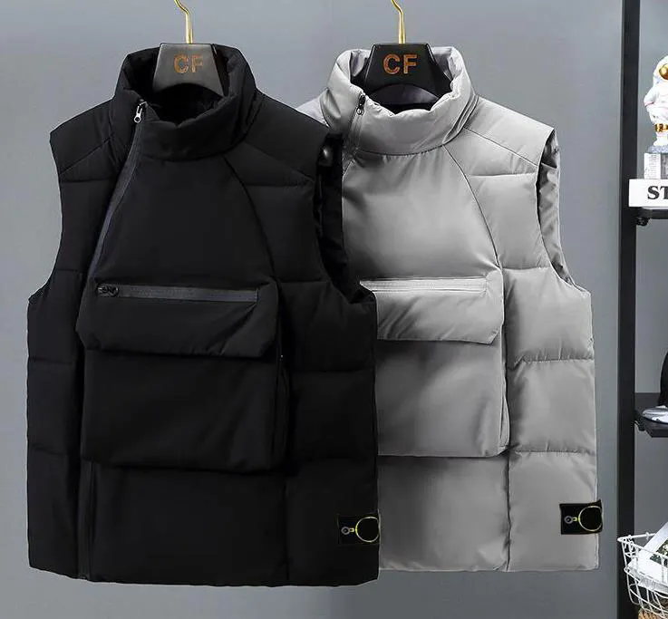 Gilet invernale ispessito giacca di cotone termico marchio di design di moda senza maniche giacca di cotone orlo distintivo colletto gilet gilet di grandi dimensioni - ts45102