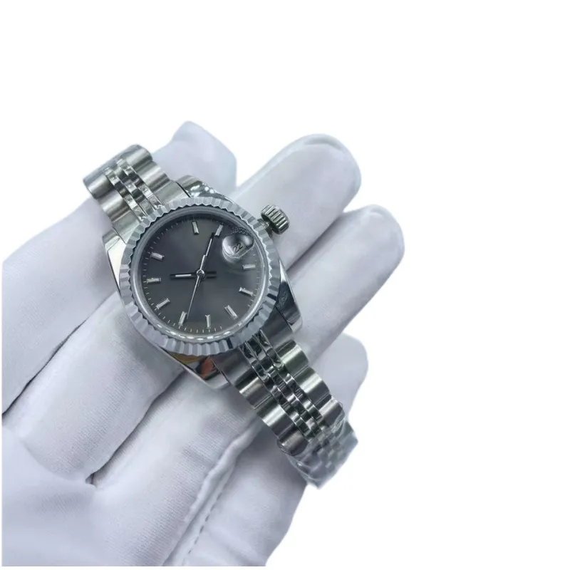 Luxe dame horloges 28 mm rose goud paarse wijzerplaat diamant ring roestvrijstalen armband Asia 2813 Automatische mechanische zelfwindende geschenken polshorloges