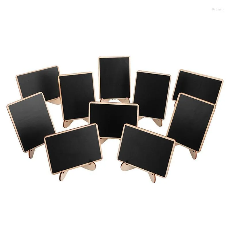 Décoration de fête HAOLIVE 10PCS Rectangle Chevalet Tableau Noir Creusé Sculptures Ornements Pour DIY Décor Mariage Anniversaire Meulage Bois Naturel