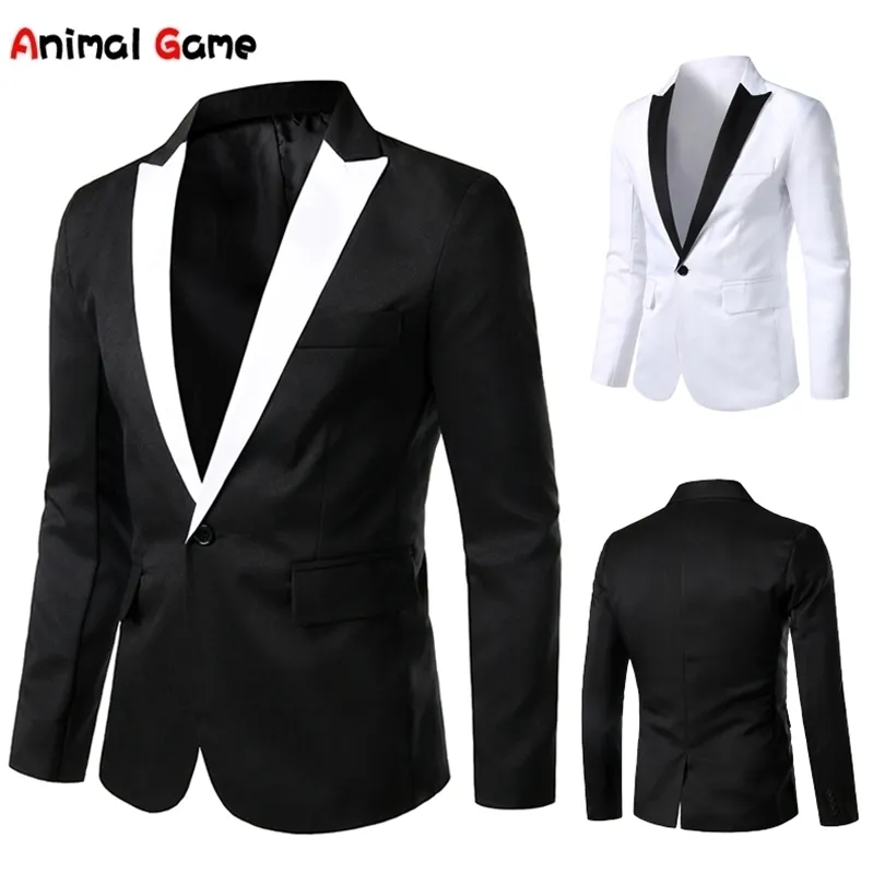 Mens Suits Blazers Splicing Formal Jackets Autumn Business Full Wedding Male and American Man 221008