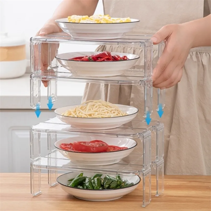 Autre organisation de stockage de cuisine Restes de réfrigérateur Support en couches pour armoires Diviseur et organisateur Transparent Home Desktop 221008