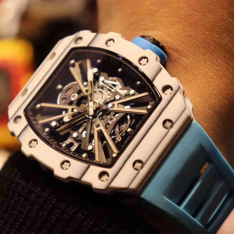 Наручительные часы часы роскошные роскошные часы Richa Milles Designer Men's White Carbon Fiber Механические часы выпускаются