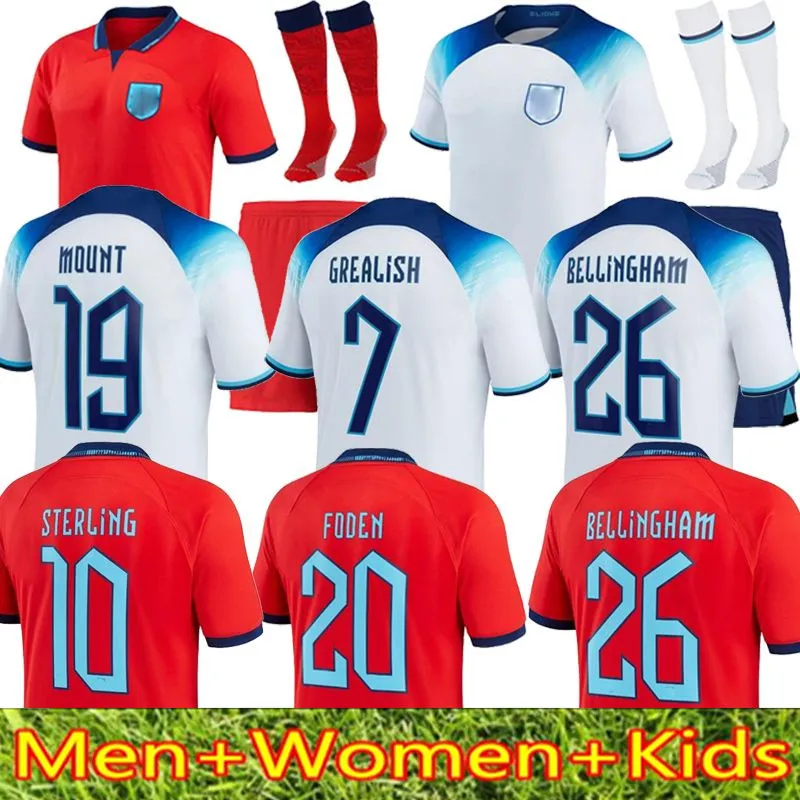 Ensembles de football / survêtements Angleterre FODEN Soccer Jerseys 2022 Kane Sterling Grealish Rashford Mount Bellingham Angleterre Sancho 22 23 Maillot de football national Femmes