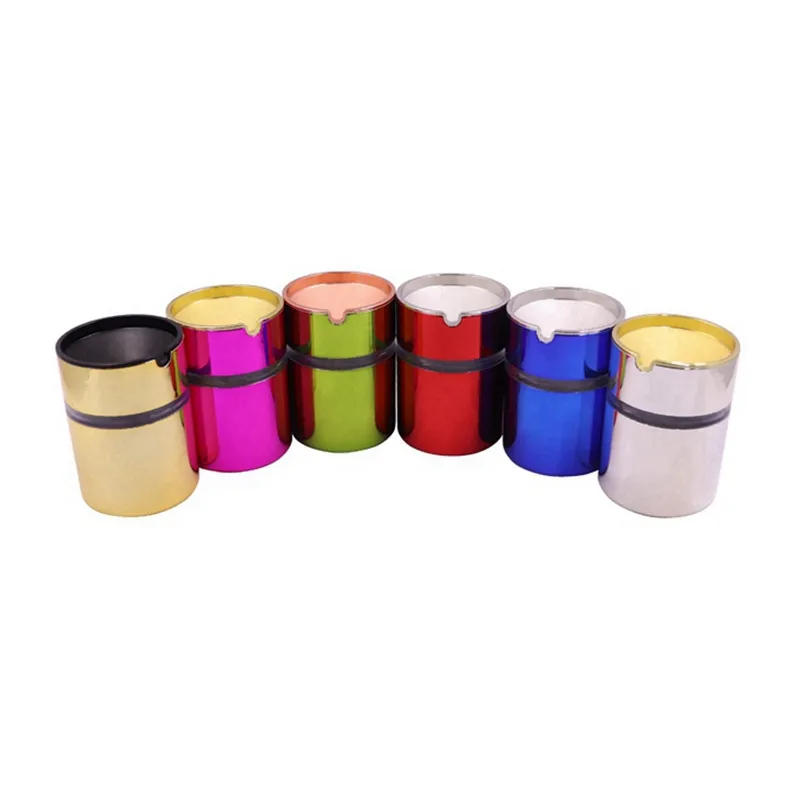 Colorful Ashtrays Dry Herb Tobacco Cigarette Holder Portable Rotate Automatic LED Decorate Lighting Innovative Design CAR Ashtray Container DHL