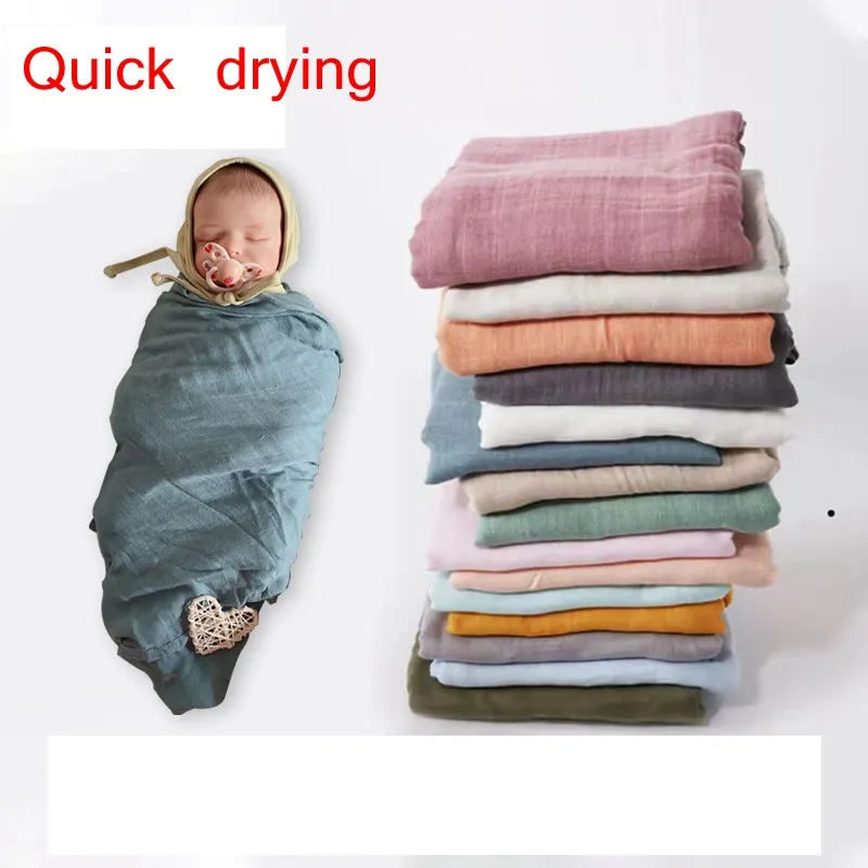 Nyfödd svängande täcke Cotton Gaze Double-Layer Baby Swaddles Wrap Spring and Summer Gazebath Handduk Wrapbaby Muslin Filtar WLL1710