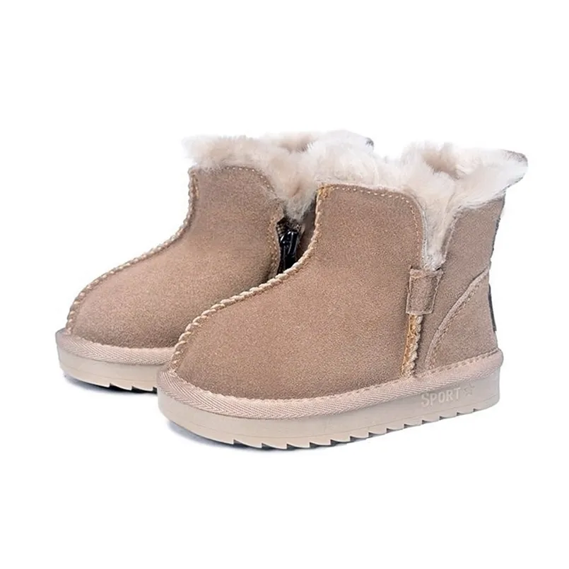 Stövlar GT-CECD Vinterbarn Snö äkta läderflickor Varma plyscha Boy Shoes Fashion Barn Baby Toddler 221007