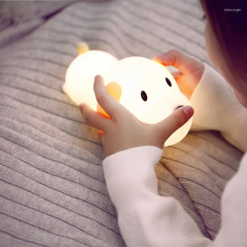 Veilleuses Dimmable LED Lampe Tactile Silicone Chiot Dessin Animé Pour Bébé Enfants Enfants Cadeau Chevet Chambre Salon Décoration