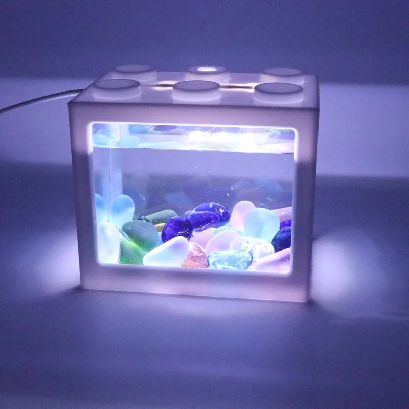 Aquários Mini Betta Fish Tank Small Fish Tank para Turtle Réptilesfisos de peixes dourados de camarão de camarão Moss Insetos Decorações de Aquário 2201007