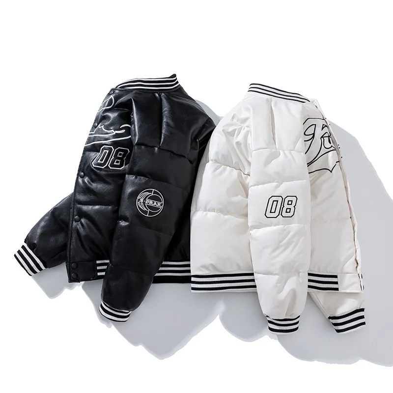 Hommes Vestes Varsity Veste D'hiver Hommes Femmes Patchwork Streetwear Veste De Baseball Hip Hop Lettre Pu Veste En Cuir Couple Vêtements Coréen 221007