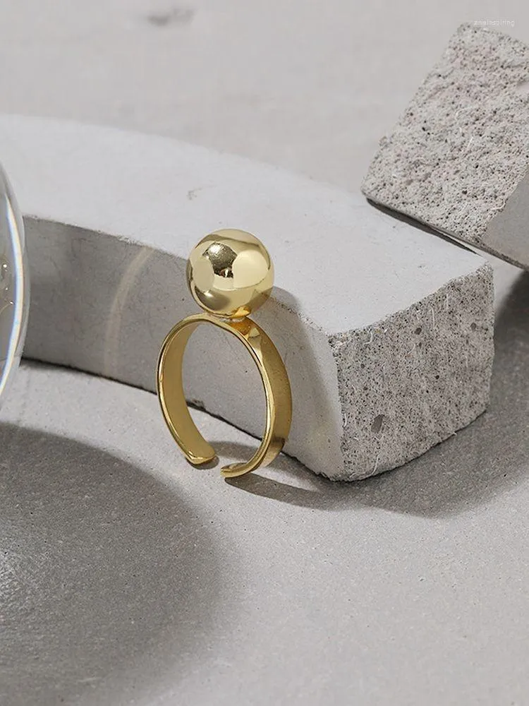 Anelli a grappolo in argento sterling 925 con sfera liscia anello aperto irregolare indice di moda regalo per accessori donna gioielli Joias Ouro 18k