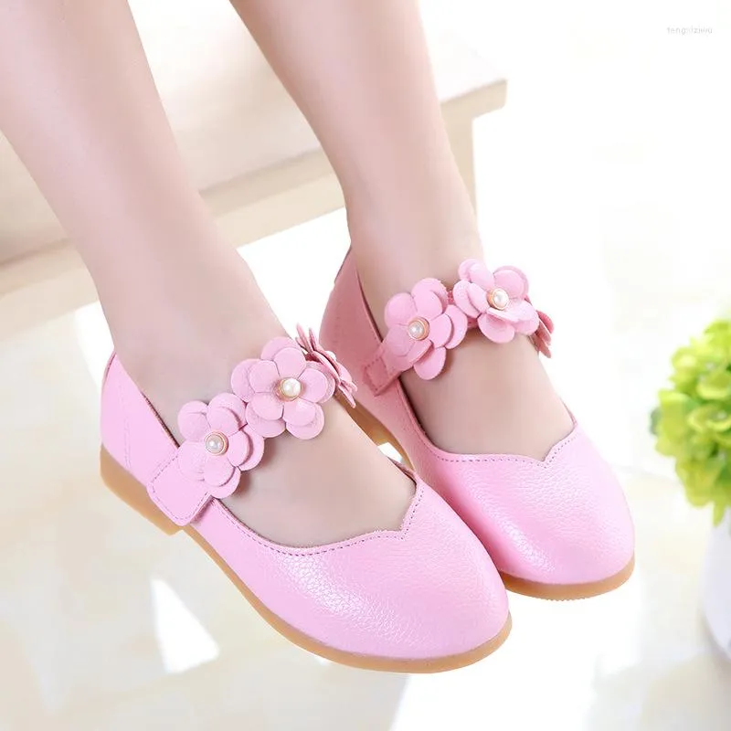 Flat Shoes Toddler Mary Jane For Girls Loafers Soft Sole Non-slip Kids Moccasins Flower Designer Princess Girl Baby Leather