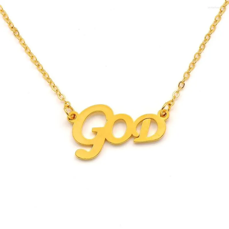 Pendant Necklaces Fashion Letter God Group 14 K Yellow Fine Gold GF Chain Necklace G O D LARGE Korea Nymph Student Clavicle