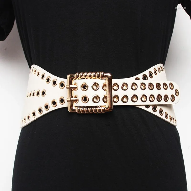 Belts Punk Style Fashion Wide Pu Waist Belt Hole Women Clothing Decoration Dress Shirt Coat High Faux Leather Long