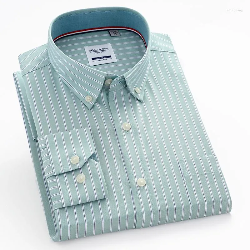 Camicie casual da uomo Camicia elegante in cotone Oxford a maniche lunghe abbottonata da uomo formale da uomo di marca autunno a righe abbigliamento a quadretti