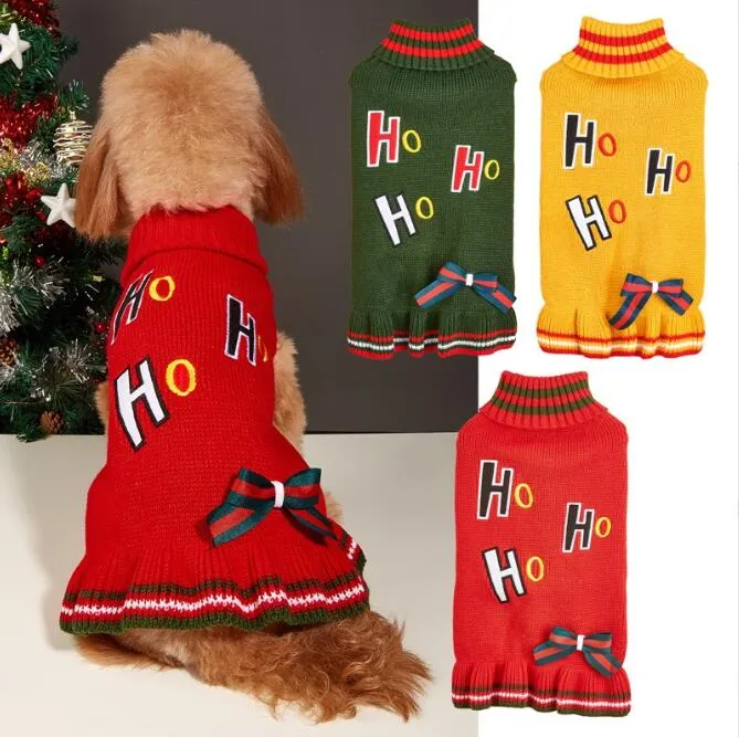 Pull de noël à col roulé pour chiens de petite et moyenne taille, pull en tricot avec nœud papillon, vêtements pour chiots, cadeaux de noël