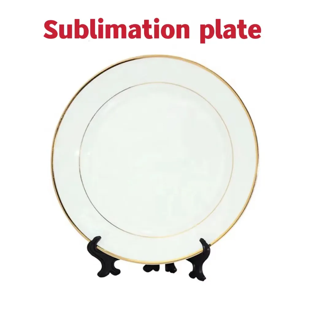 Sublimation Blank White Moon Utopia Plates With Golde Rim Heat Transfer  Ceramic Plate 10.5inch 13inch Sublimation Utopia Plates From Blanksub_009,  $3.07