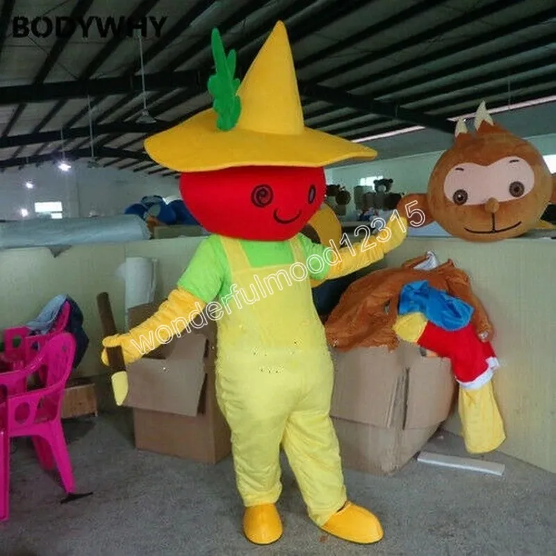 Performans Domates Maskot Kostümleri Karnaval Hallowen Hediyeleri Unisex Dış Mekan Reklam Kıyafet Takım Tatil Kutlaması Karikatür Karakter Kıyafetleri