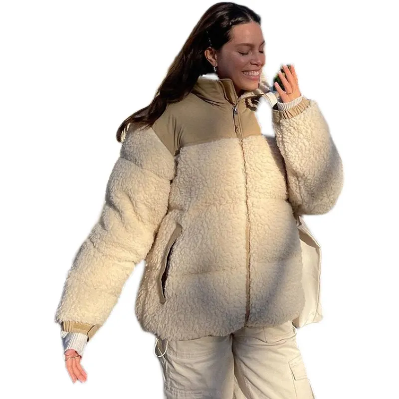 Veste polaire d'hiver en fausse peau de mouton pour femme, manteaux d'extérieur, en fourrure de daim, manteau chaud et épais, bouffant d'agneau