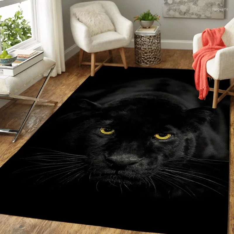 Carpets Panther Carpet Black Leopard Rug For Living Room Large Area Mat Animal Lion Tiger Doormat Bedroom Home Decoration