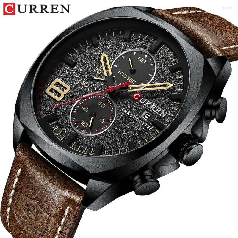 Mu￱ecos de pulsera Curren cronograph Fashion Watches Men's Watches Luxury Leather Business Quartz Watch Men Military Sport Relogio Masculino