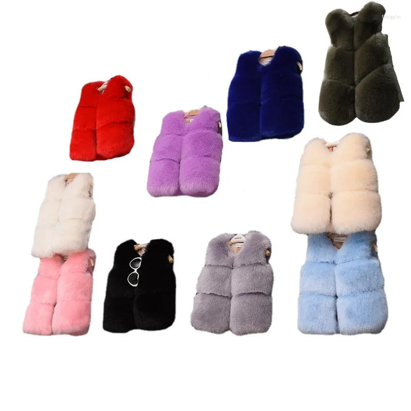 Fourrure pour femmes bébé fille Faux manteau gilet veste d'hiver pour enfants gilet famille correspondant tenues enfants filles vêtements vêtements d'extérieur