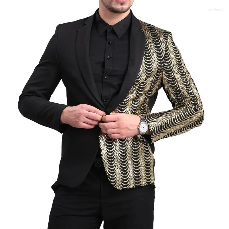 Męskie garnitury cekin patchwork męska kurtka mody moda szczupła dopasowana lapy blazers męski menu