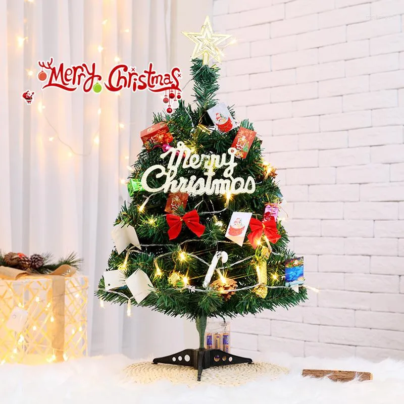 Decoraciones navideñas, Mini árbol de escritorio con luz, conjunto de adornos navideños, decoración Artificial de Navidad, suministros para arreglos de casa
