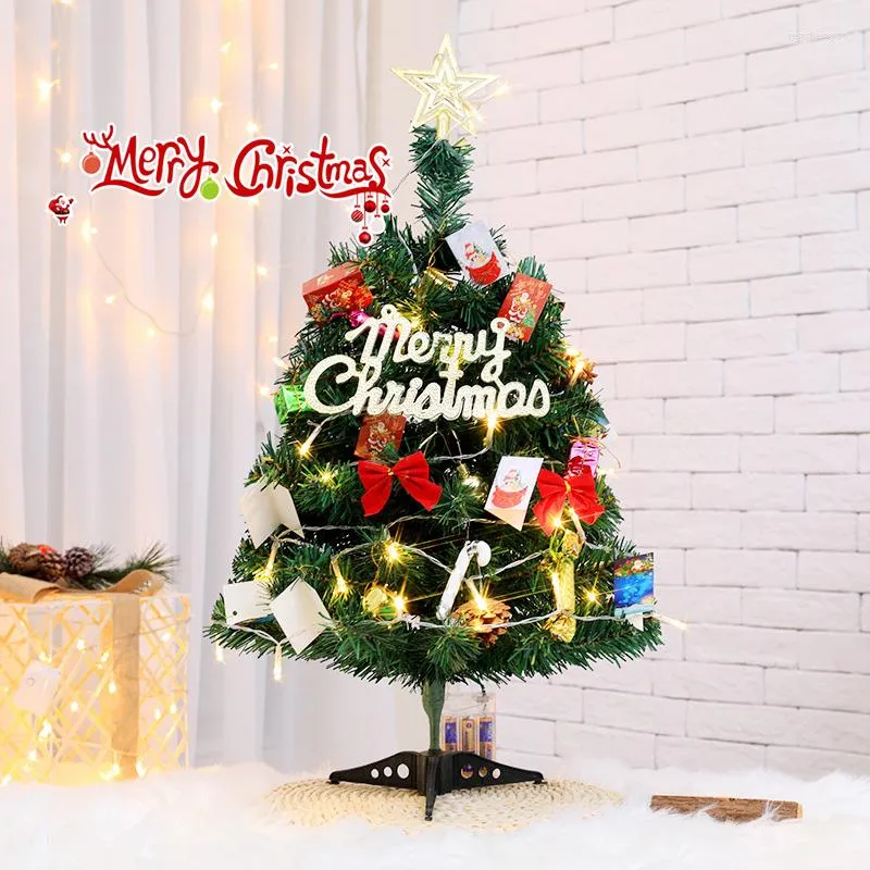 Christmas Decorations Mini Desktop Tree With Light Holiday Ornament Set Xmas Artificial Decoration House Arrangement Supplies