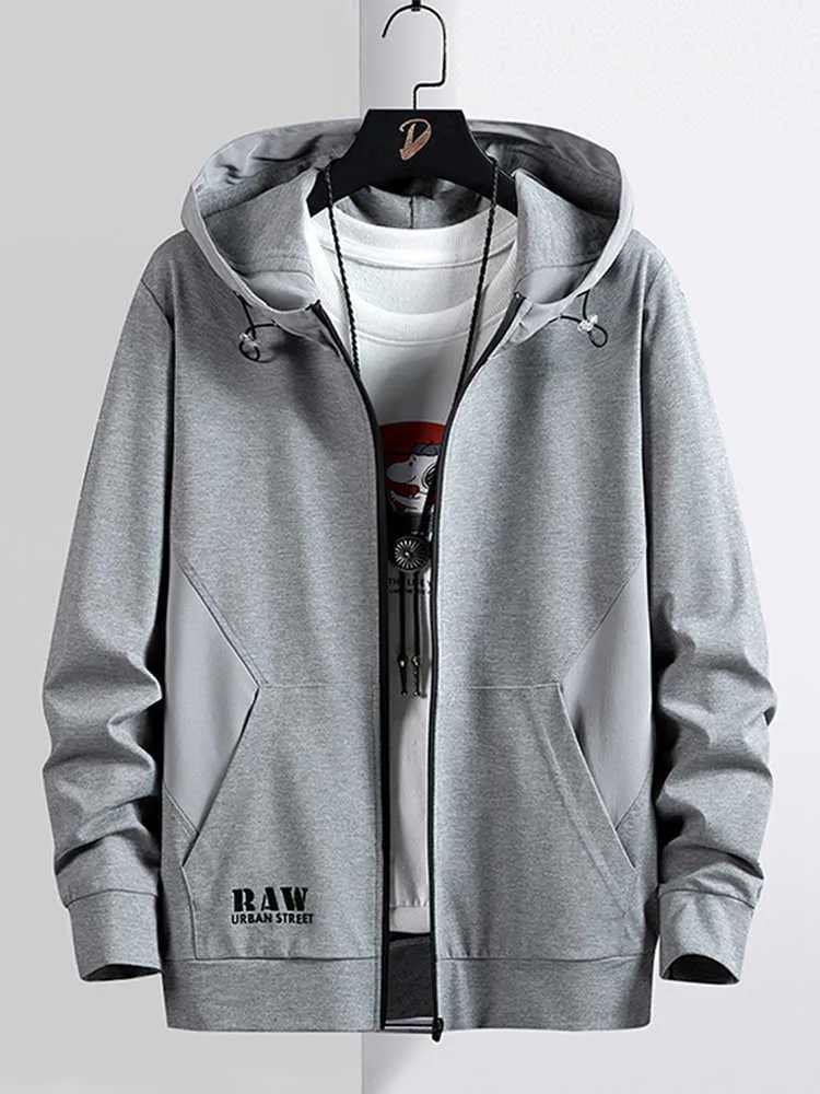 Sweats à capuche pour hommes Sweat-shirts Printemps Automne Zip Up Hoodie Manteaux Streetwear Noir Gris À Capuche Lâche Mâle Coton Casual Tops Plus La Taille 8XL G221008