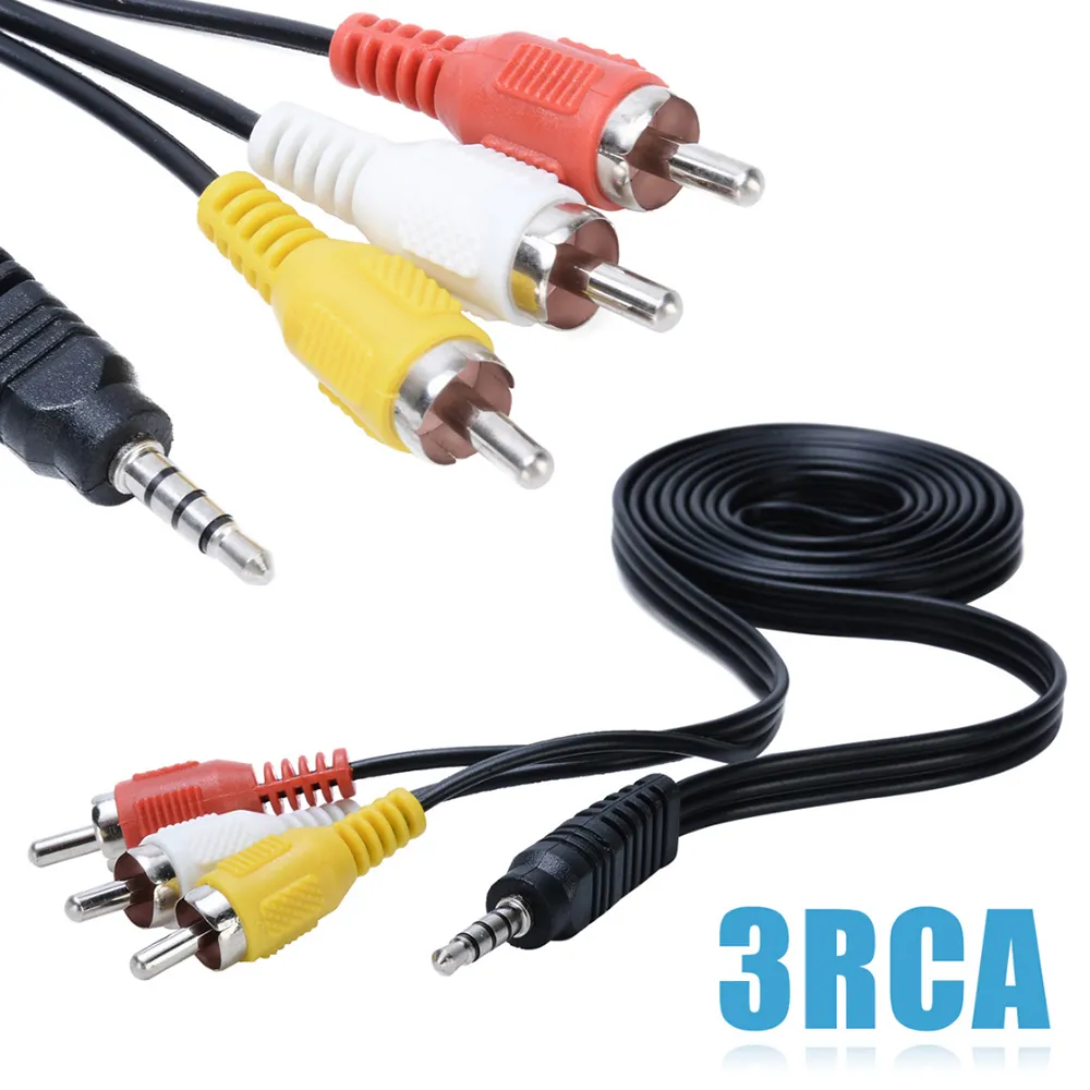 Cables de Audio RCA macho a 3RCA 3,5mm Jack Aux Video AV Cable para reproductor de DVD grabadora HiFi VCR TV estéreo 1,2 M