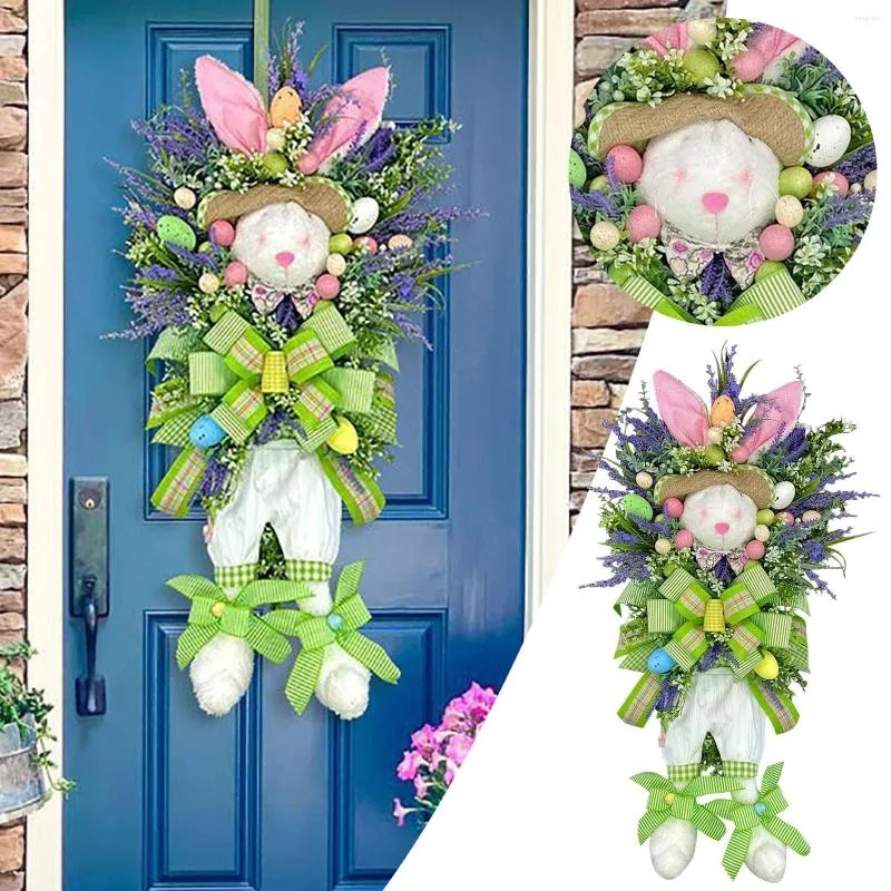 Flores decorativas Floral Spring Spring Wreath Decorações felizes Decoração da porta da porta Front Garden Decoração ao ar livre