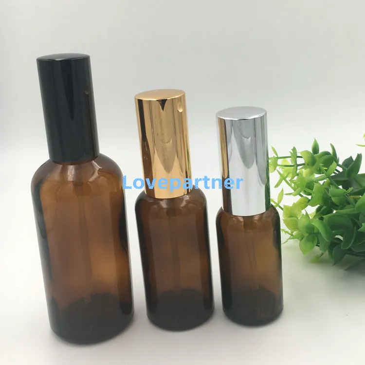 Glasspray -Parfümflasche 30 ml 50 ml 100 ml leer ätherische Ölbraun Sprühflaschen mit goldener Silbergoldenkappe