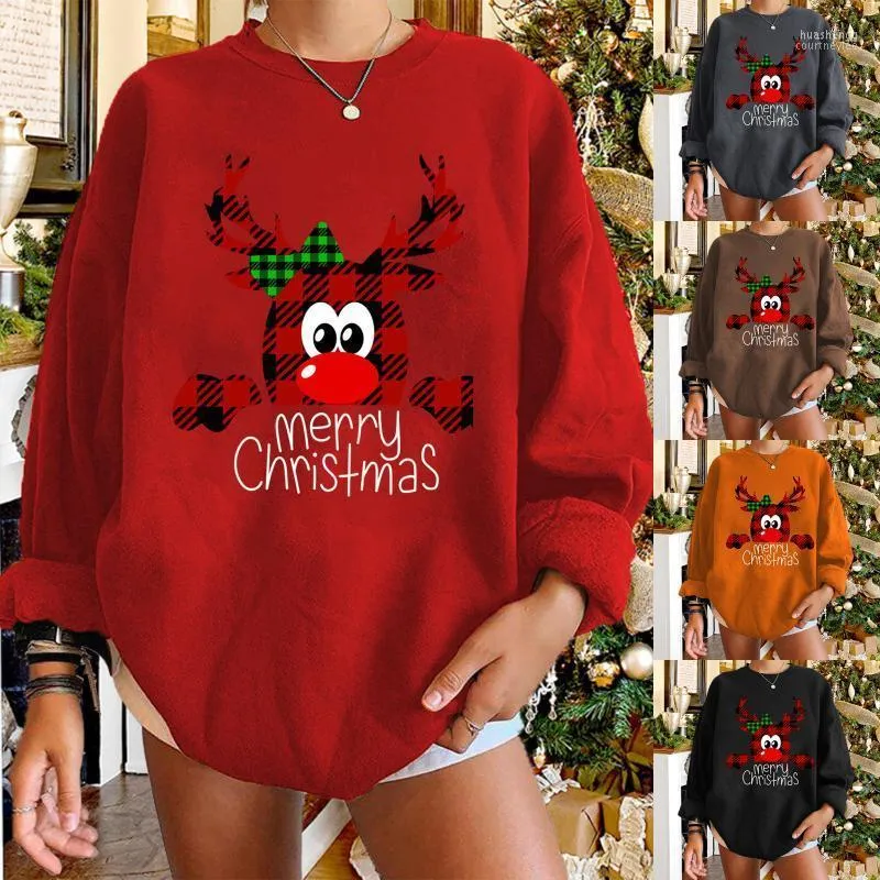 Women's Sweaters Women's Sweater Women Christmas Printing Elk Deer Long Sleeve Sweatshirt Ladies Jumper Casual Loose Winter Autumn