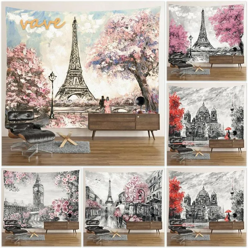 Tapisseries Paysage Eta Tapisserie Hippie Macramé Tenture Murale Bohème Chambre Décor Esthétique Arbre Fleur Tie Dye Décoration De La Maison