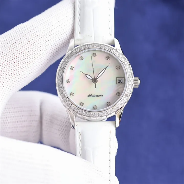 Montre de Luxe Womens Watches 33mm 자동 기계식 운동 진주 프리 틸라 리아 다이얼 럭셔리 시계 손목 시계 50m 방수