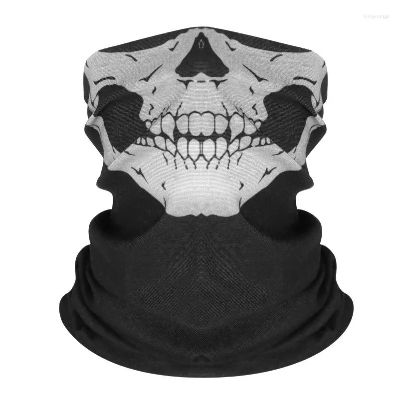 Bandanas homens cachecol halloween ride bandana feminino skulf skull half face máscara ghost pescoço lenços de balaclava máscaras